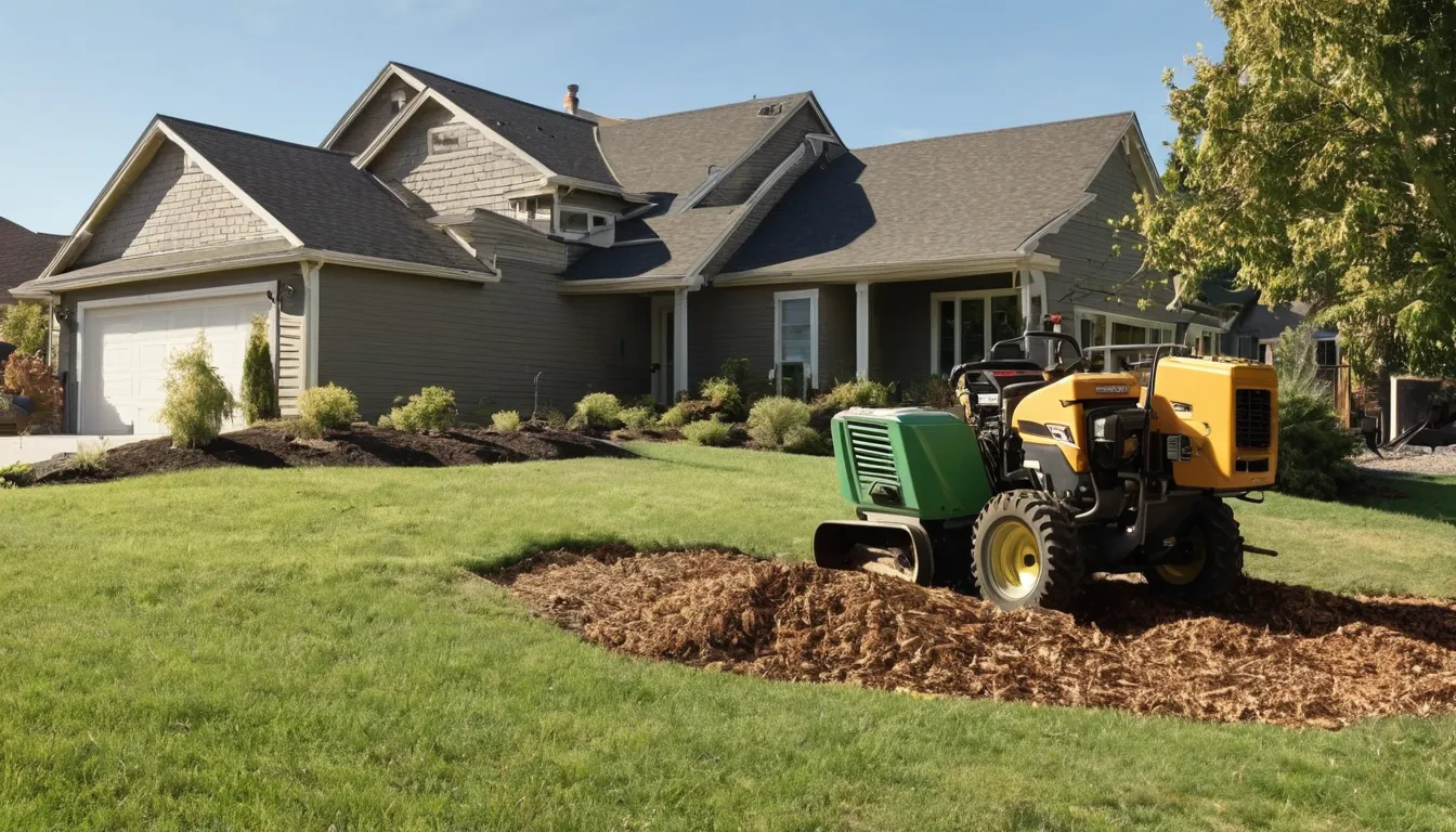 Stump grinding in a residential yard across the Tremonton area